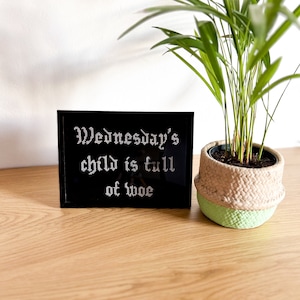 Wednesday&#39;s Child is Full of Woe, Traditional Nursery Rhyme Hand Embroidery Wall Art