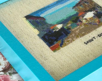 Summer Island Scenic Embroidery Wall Art