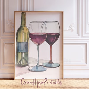 Wine Glass and Bottle Printable Bar Wall Art Print Bar Cart Art Bar Sign Printable Trendy Modern Wall Art Wine Lover Gift Wine Bar Poster