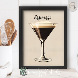 Espresso Martini Art Print Martini Glass Printable Bar Wall Art Print Bar Cart Art Bar Sign Trendy Modern Wall Art Espresso Martini Poster