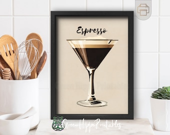 Espresso Martini Art Print: Bar Cart Wall Decor (Digital Download) Trendy, Modern, Printable Drink Poster