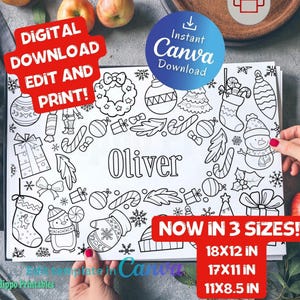 Editable Coloring Christmas Paper Placemats Christmas Activities Coloring Page Christmas Kids Activity Christmas Game Christmas Table Decor