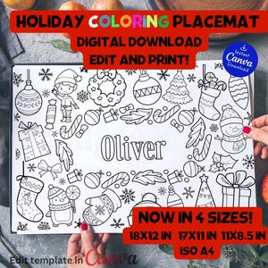 Coloring Christmas Paper Placemats Christmas Activities Custom Kids Page Christmas Game Activity Christmas Table Decor