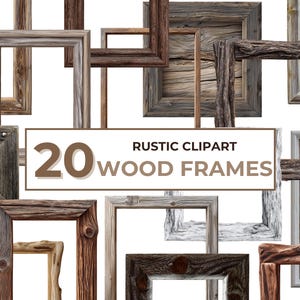 Rustic Wood Frames Clipart, reclaimed wood, wooden frames png, Wedding Graphics Clipart, clipart for junk journals, picture frames clipart