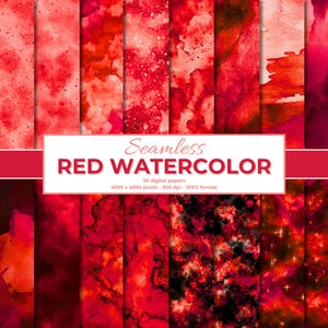 Red Watercolor Seamless Digital Paper, red watercolor textures, crimson Seamless Pattern, Printable Scrapbook Paper, red junk journal page