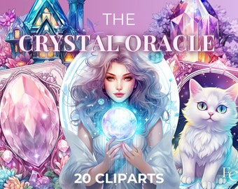 Crystal Oracle Clipart Bundle, Psychic Tarot Cards, Mystical Art (Digital Download)