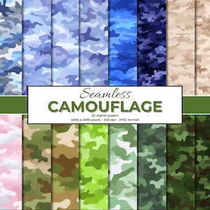 Camouflage Digital Paper, seamless military camo patterns, Colorful Camouflage Digital Pattern Paper, Military Scrapbook, Camo Texture