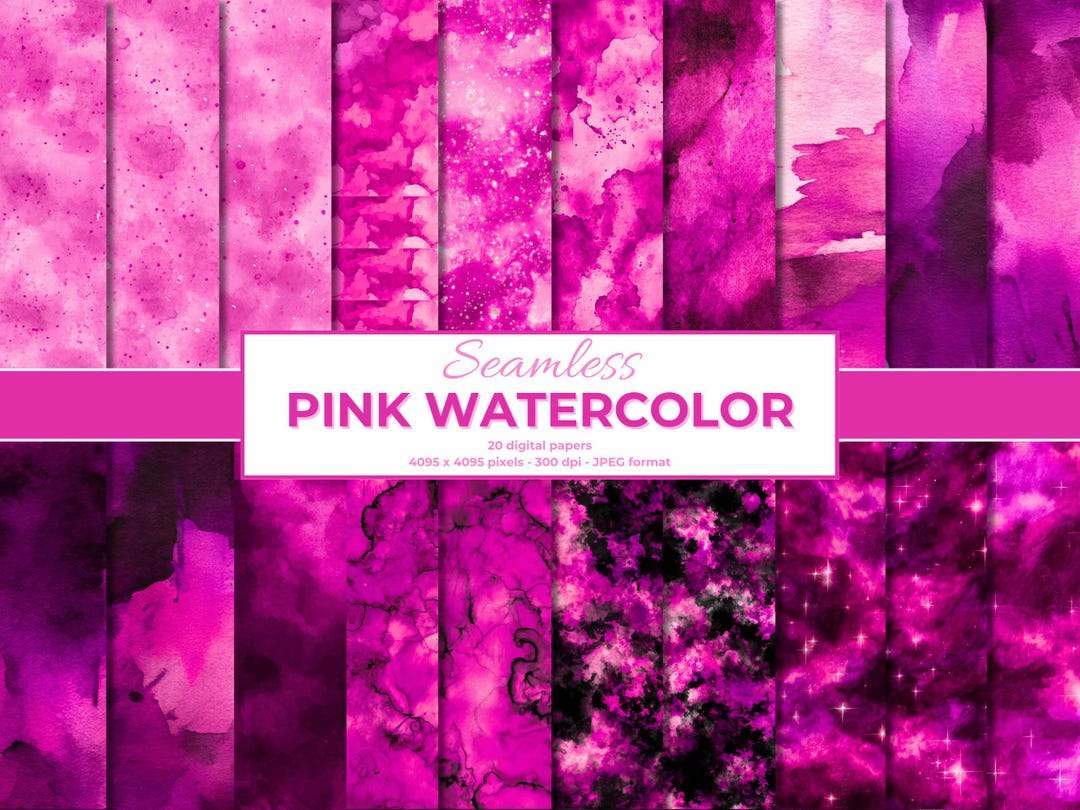 Pink Watercolor Digital Paper Bundle, Pink Watercolor Textures, Hot ...