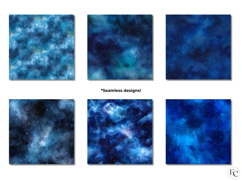 Blue Galaxy Seamless Backgrounds Bundle, Galaxy Stars Digital Paper ...
