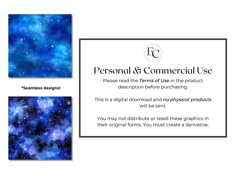 Blue Galaxy Seamless Backgrounds Bundle, Galaxy Stars Digital Paper ...
