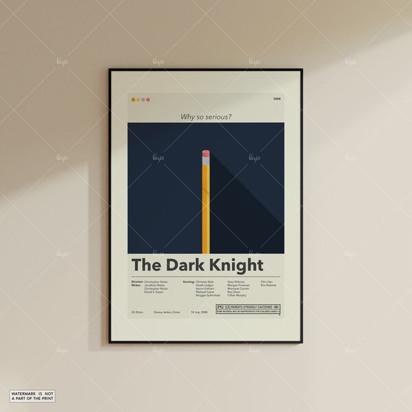 The Dark Knight Poster | Christopher Nolan | Minimalist Movie Poster | Custom Movie Posters | Wall Art Print | Home Decor