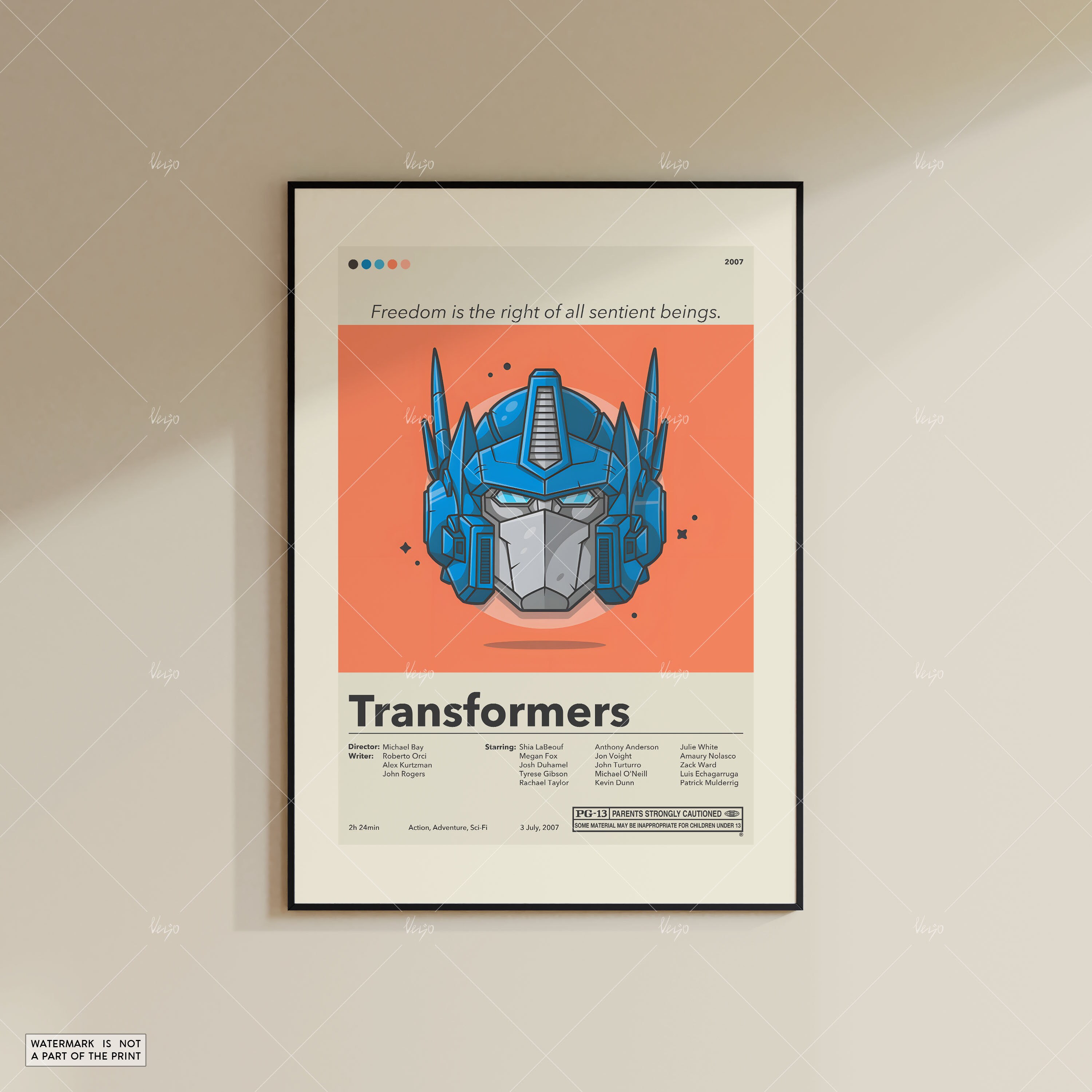 Affiche Poster Du Film Transformers By Michael Bay - Format Papier 300g, Blanc