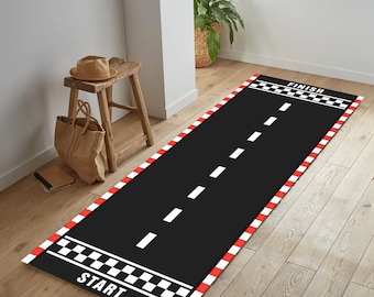 Tapis de voiture de course, Tapis de route, Tapis à motifs de route, Tapis de sol antidérapant, Tapis de piste de course, Grand tapis de route, Tapis de couloir, Tapis pour chambre d'enfants, Tapis de passage