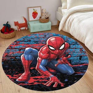 SpiderMan, tapis Spider Man, tapis de chambre d&#39;enfant, tapis Spiderman, cadeau pour lui, tapis populaire, tapis de chambre de garçon, tapis personnalisé, tapis de salon, tapis rond