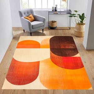 Mid Century Modern Geometric Rug: Retro Room Decor