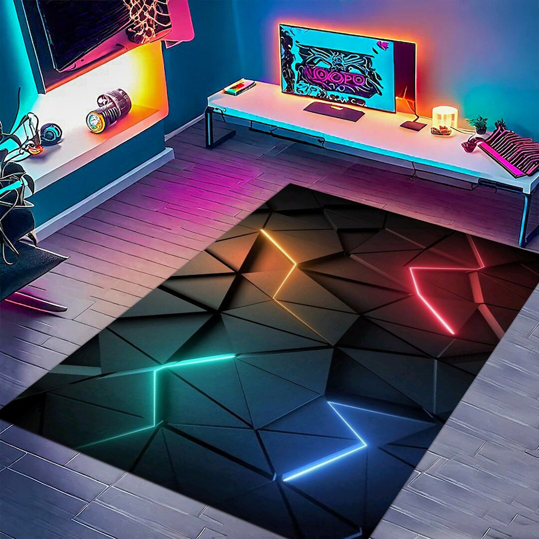 Neon Rug,gaming Room Rug,gamer Rug, Black Rug, Red Rug,kids Rug,popular ...