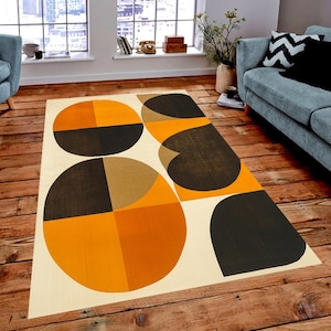 Mid Century Modern Rug: Geometric Velvet Area Rug