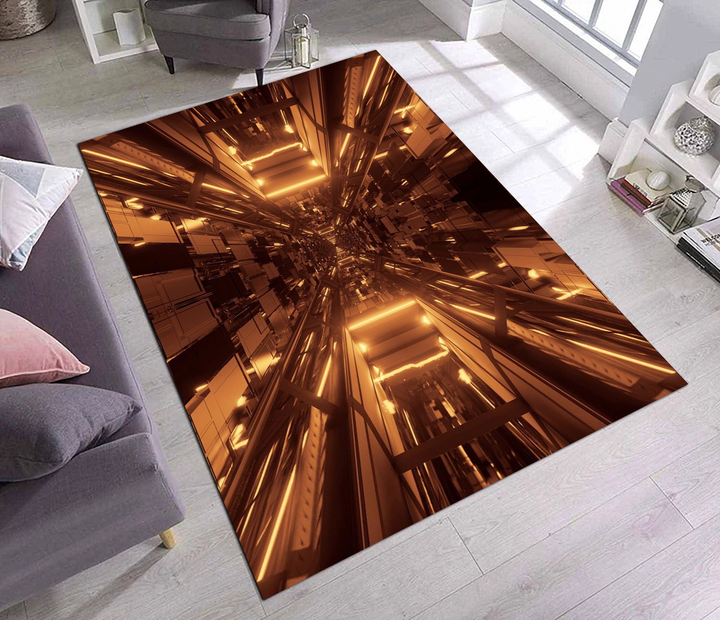 Tunnel Rug, Optical Illusion Rug, Illusion Rug, Rectangular Illusion ...