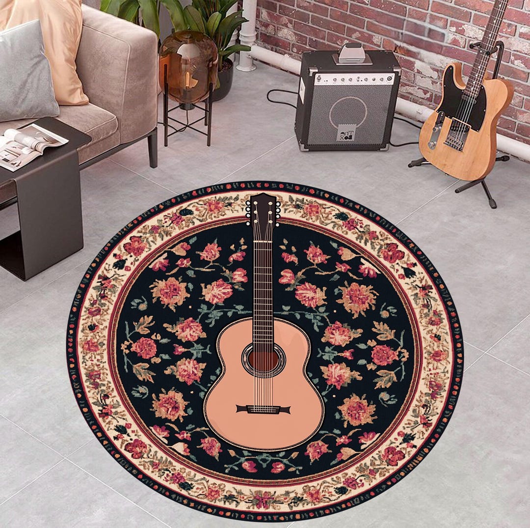 Circle Music Rug Guitar Rug, Music Rug, Living Room Rug, Area Rug, Popular Rug, Gift for ...