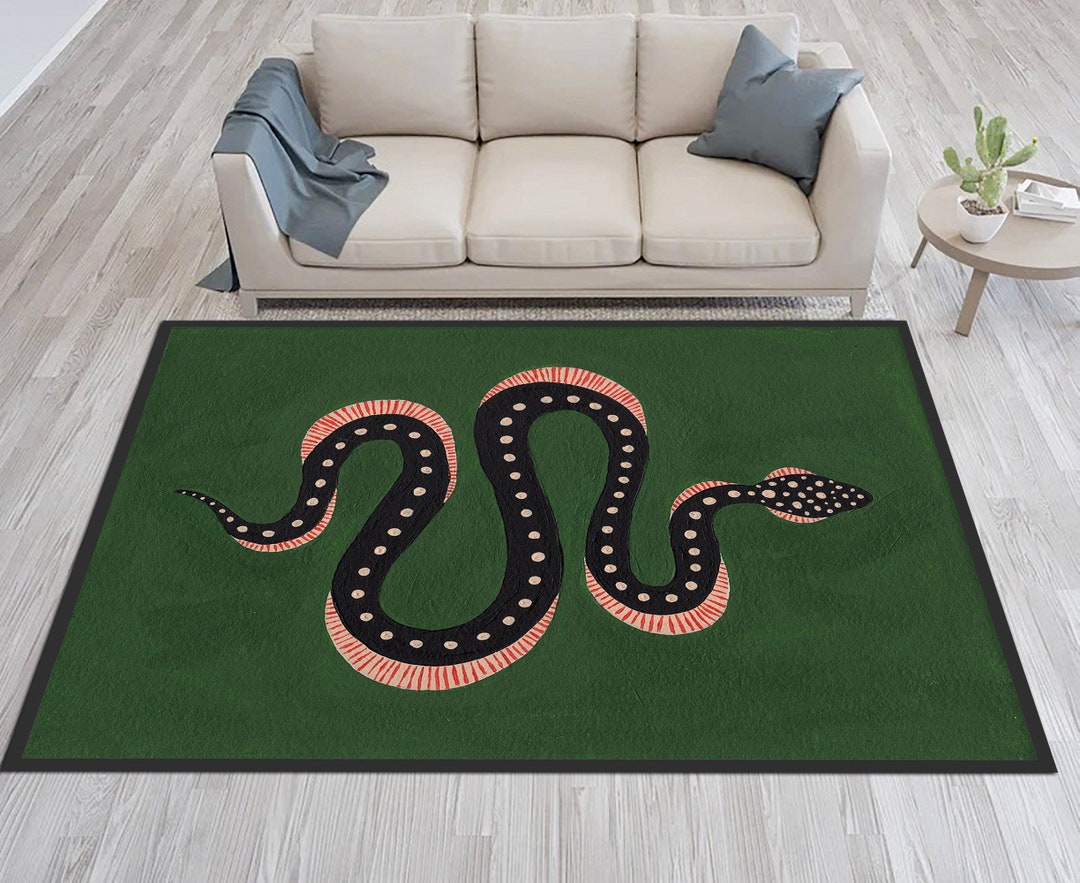 Snake Rug, Animal Rug, Trickster Rug, Green Rug, Snake Pattern Rug ...