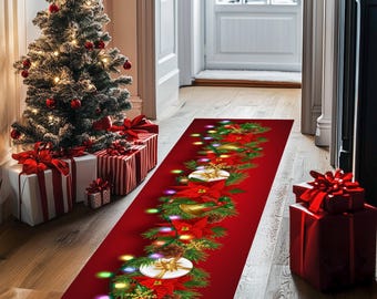 Christmas Rug, Merry Christmas Runner, Snowflakes Runner, Christmas Decoration, Christmas Area Rug, Runner Rug, Runner, Hallway Rug