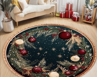 Christmas Tree Rug,Christmas Decorations,Christmas Rug,Merry Christmas Rug,New Year Rug,Christmas Pattern Rug,Round Rug,Noel Gift Rug