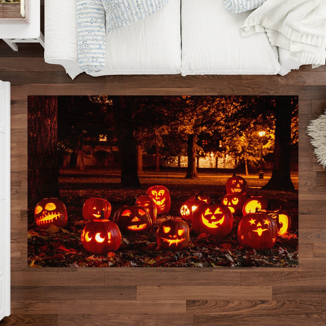 Halloween Rugs Pumpkin Rug Halloween Decor Rug Horror Rug Etsy