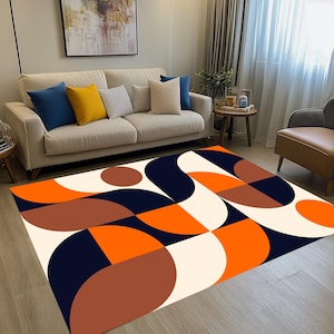 Mid Century Modern Rug: Geometric Velvet Area Rug