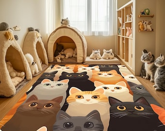 Abstract Cats Indoor Rug: Cat Lover Gift