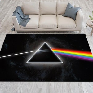 Lado oscuro, alfombra del lado oscuro, lado oscuro de la luna, Pink Flody, alfombra para sala de estar, alfombra Floyd, alfombra de área, alfombra de regalo, alfombra negra, regalo para sala de estar,