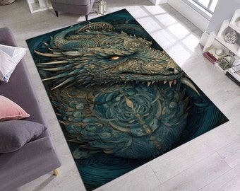 Dragon Area Rug: Mythological Gaming Room Decor