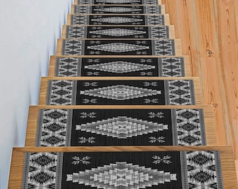 Amerykański etniczny dywanik na schody, dywanik na schody, tradycyjny dywanik Navajo, mata na schody, dywanik na stopnie schodowe, prezent na dywanik na schody, mata na stopnie schodowe, dywanik na taras,