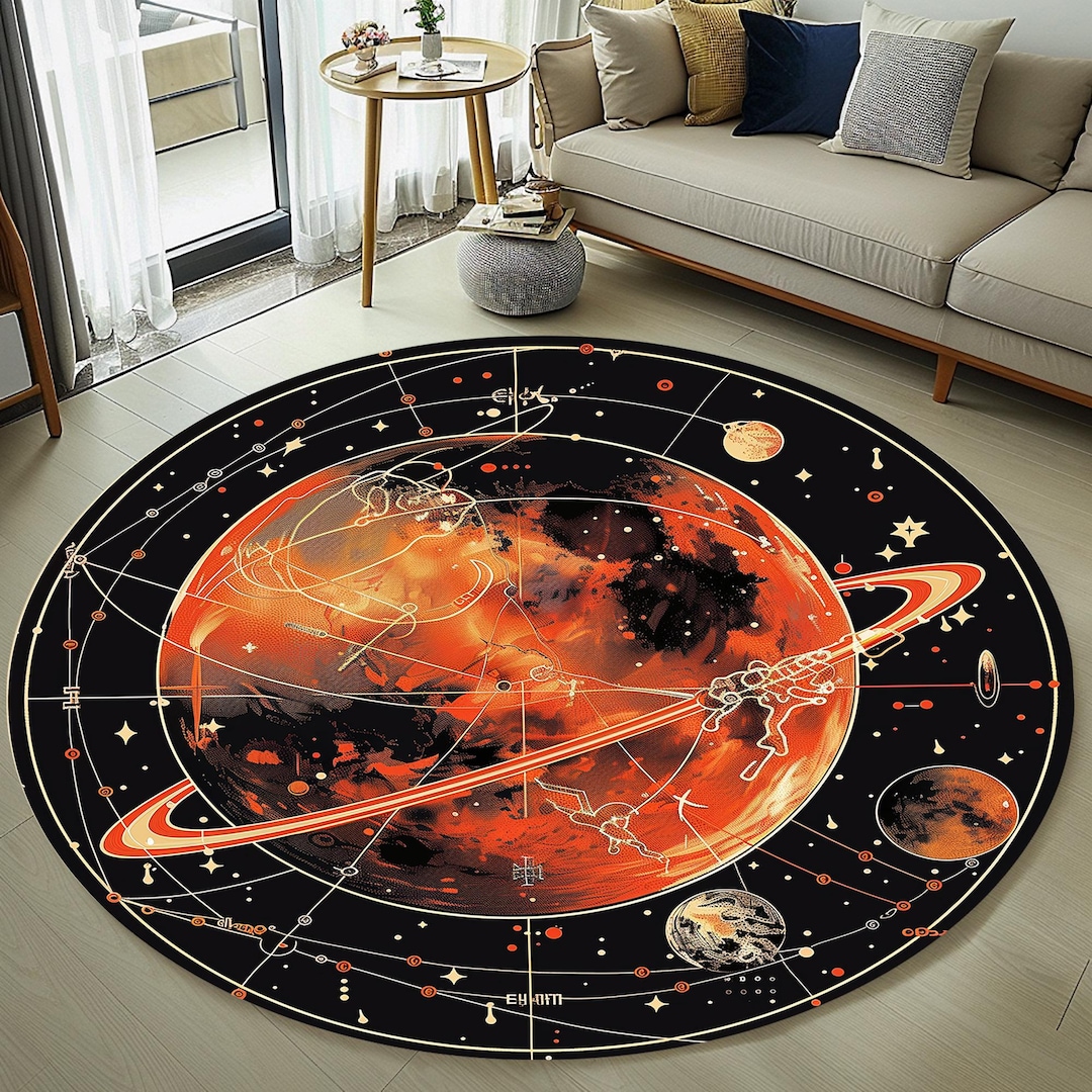Space Round Rug Saturn Round Rug: Galaxy Space Room Decor - Etsy