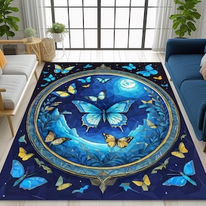 Butterfly Rug,Butterfly Decor,Butterflys Rug,Colorful Butterfly Rug,Butterfly Pattern Rug,Art Rug,Flower Rug,Living Room Rug, Aesthetic Rug,