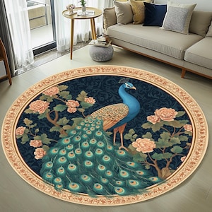 Peacock Rug, Peacock Area Rug, Peacock Patterned Rug, Peacock Style Rug,Animal Decor Rug, Decorative Rug, Modern Home Decor, Non Slip Rug
