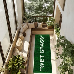 Runner Rug,Wet Grass Rug,Wet Grass,Grass Pattern,Grass Looking Balcony Rug,Terrace Rug, For Living Room Rug,Office Rug,Green Rug,Grass Rug,