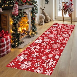 Christmas Rug, Merry Christmas Runner, Snowflakes Runner, Christmas Decoration, Christmas Area Rug, Runner Rug, Runner, Hallway Rug