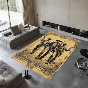 Tapis cowboy : Western Outlaws, tapis en velours antidérapant