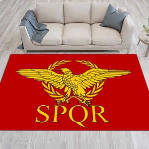 Roman Empire Rug, SPQR Rug, Flag Rug, History Themed Rug, Ancient Rome Rug, Red Rug, Gift For Him Her, Fashion Rug, Area Rug,For Living Room