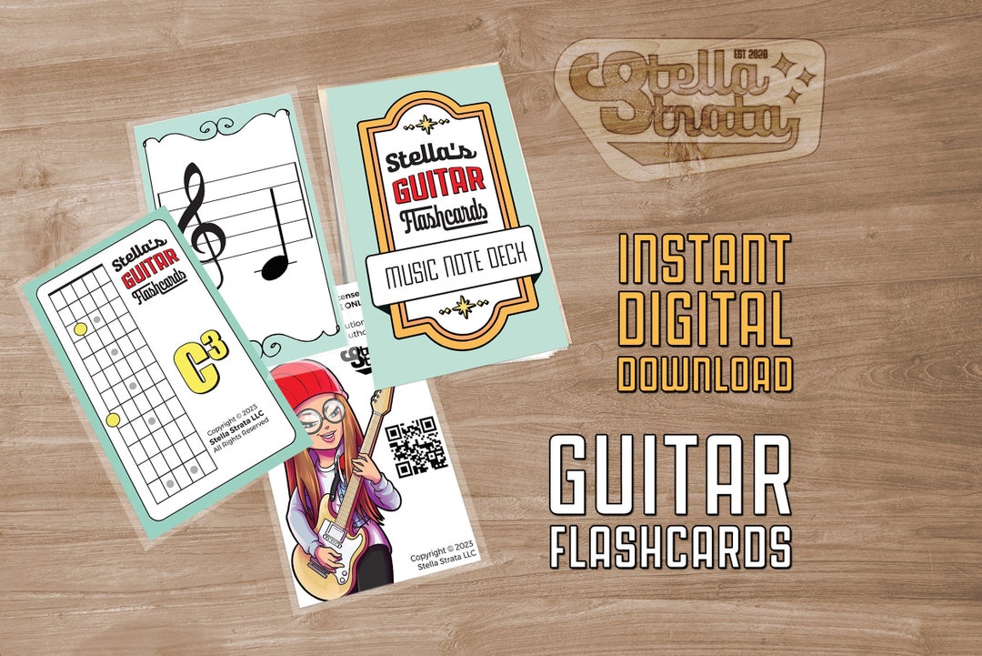 Guitar Flash Cards Music Notes Deck printable Etsy