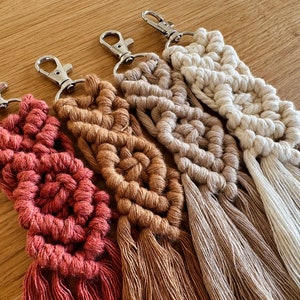 Handmade Macrame Keyring - Various Natural Colours Available // Sustainably Sourced Materials