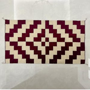 Zapotec Wool Rug | Maroon Optic | Washable