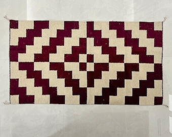 Zapotec Wool Rug | Maroon Optic | Washable
