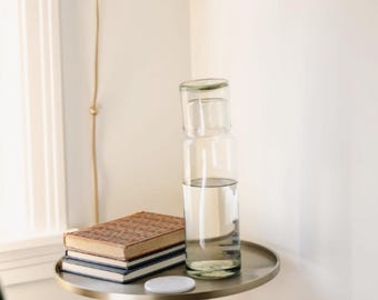Recycled Glass Drinkware | Cylinder Carafe + Cup