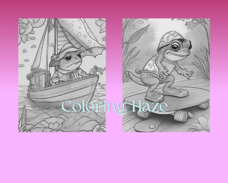 Frogscapades: 38 Cute Frog Adventure Adult Grayscale Coloring - Etsy