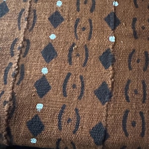 Vintage Authentic African Mudcloth Textile – Handwoven Boho Fabric – Tribal Wall Hanging or Throw Colors Rust and White