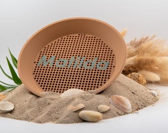 Kinderspeelgoed Gepersonaliseerd kinderspeelgoed met naam Zandzeef gepersonaliseerd cadeau voor kinderen Duurzaam zandfilteren