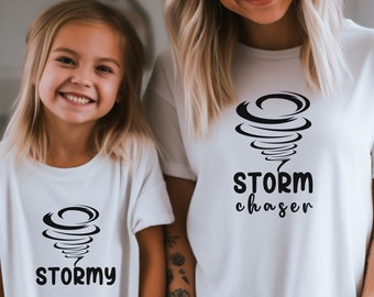 Bijpassend katoenen Family Storm Chaser-shirt, mama, papa en ik