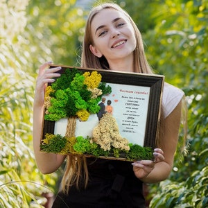 Personalized Name Wall Moss Picture Art Framed Decor Accent Home Decor Moss Picture Tree of Life Gift Ideas Natural Piece Wedding decor