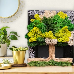 Wall Deco Living Moss, Tree of Life of Moss, Florist Decor, Reindeer Moss, Picture with Moss, Art Moss Home Decor